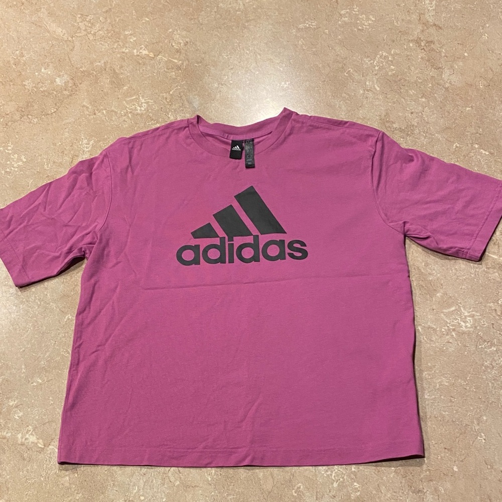 Adidas Magenta Tee with Black Logo